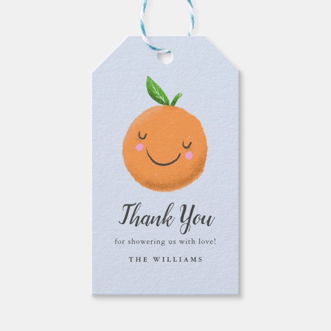 Kleine Süsse Thema Blue Baby Dusche Gefallen Geschenkanhänger (Vorderseite)