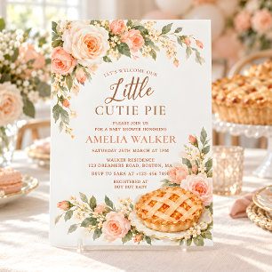Kleine Süße Torte Pfirsich Blumen Baby Shower Einladung