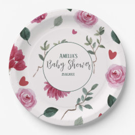 Kleine süße Valentindusche, rosa und rote Babydusc Pappteller