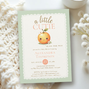 Kleine Süße Wasserfarbe Orange Moderne Babyparty Einladung