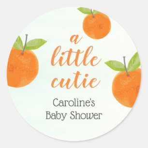 Kleine Süsse Wasserfarben Orange Babydusche Runder Aufkleber