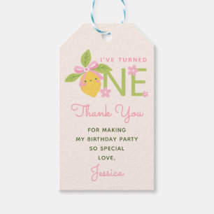 Kleine Süße Zitrone 1. Geburtstag Rosa Danke Geschenkanhänger