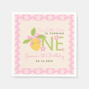 Kleine Süße Zitrone Frucht Rosa 1. Geburtstagsfeie Serviette
