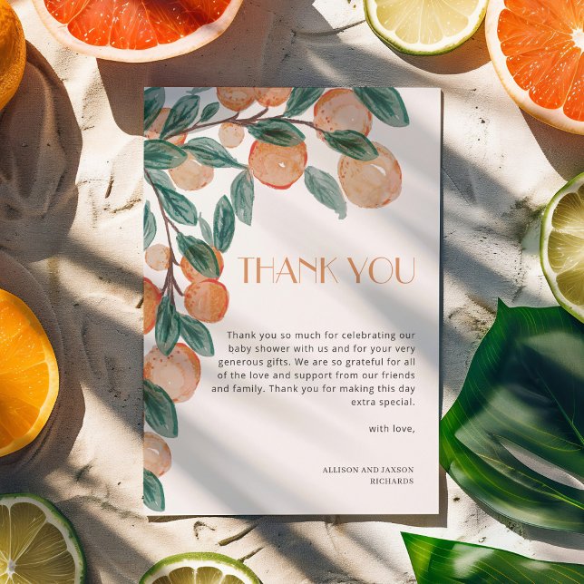 Kleine Süsse Zitrus Orangen Grünes Leaf Kinderdusc Dankeskarte (Von Creator hochgeladen)