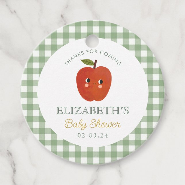 Kleine Sweet Apple Baby Dusche Geschenkanhänger (Vorderseite)