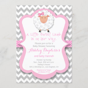 Kleine Sweet Lamb Girl Dusche Einladung