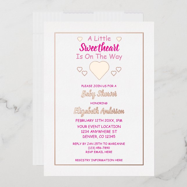 Kleine Sweetheart Baby Dusche Folieneinladung (Briefumschlag)