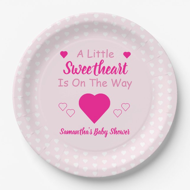 Kleine Sweetheart Baby Dusche Pappteller (Vorderseite)