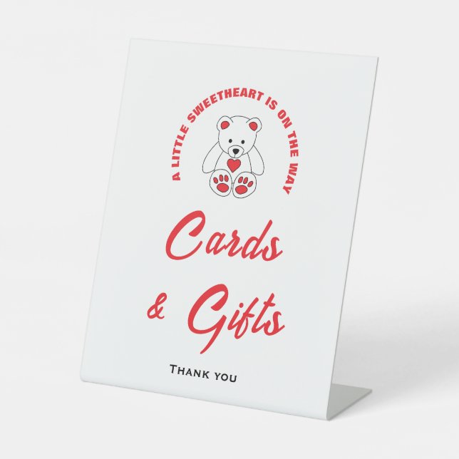Kleine Sweetheart Baby Duschkarten & Geschenkgutsc Sockelschild (Vorderseite)