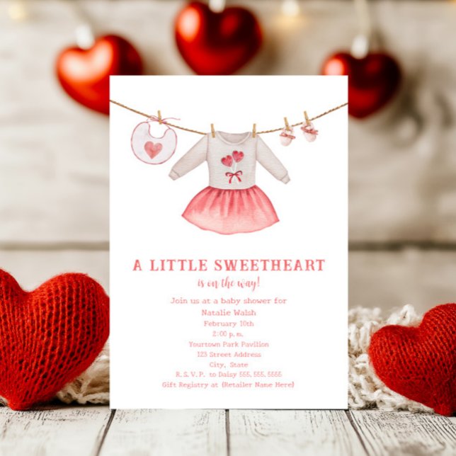 Kleine Sweetheart Kleidung Valentine Baby Dusche Einladung (Von Creator hochgeladen)