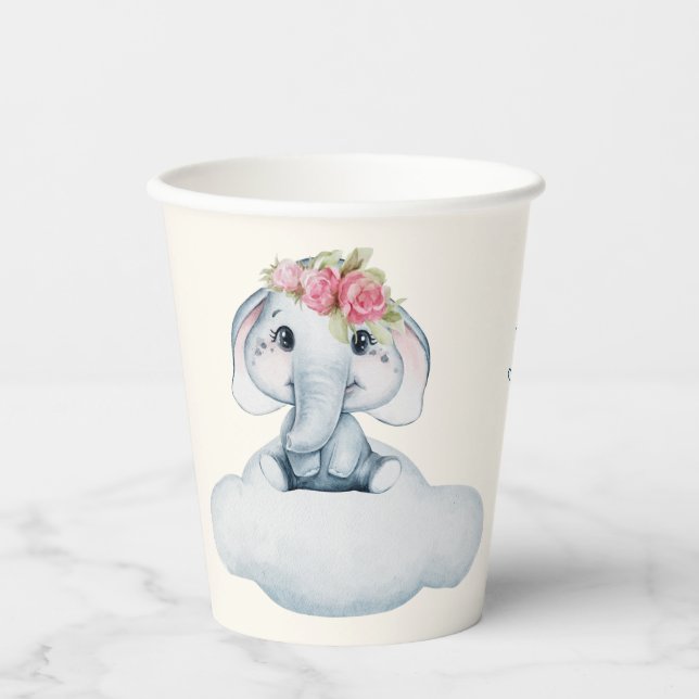 Kleine Sweetie Elephant Baby Duwer Paper Cups Pappbecher (Vorderseite)