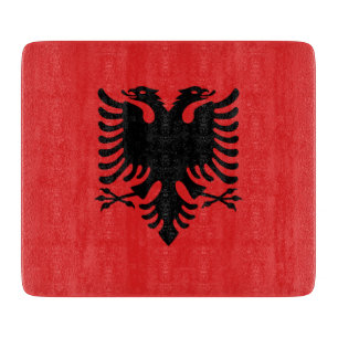 Kleine Tafel aus Glas - Flagge Albaniens Schneidebrett