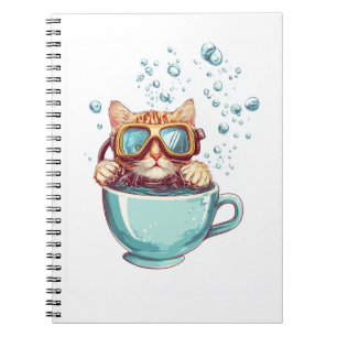 Kleine Taucherkatze � Lustige Scuba-Kitty-Teeliebh Notizblock
