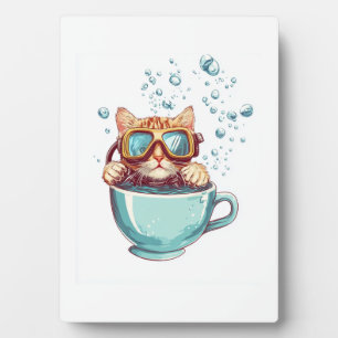 Kleine Taucherkatze � Lustige Tauch-Kitty-Teeliebh Fotoplatte