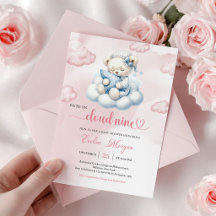 Kleine Teddybär-Baby-Party-Einladung Cloud 9 Thema