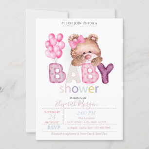 Kleine Teddybär-Ballons Baby Shower Einladung