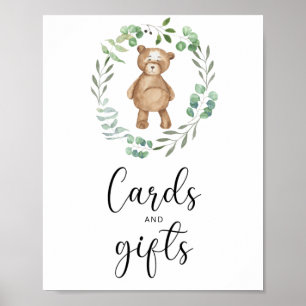 kleine Teddybär Karten und Geschenke Baby Shower Poster
