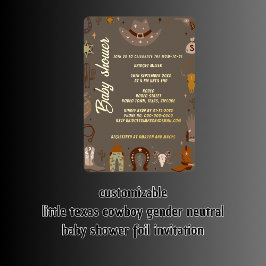 kleine texanische Cowboy geschlechtsneutrale Babyd Folieneinladung