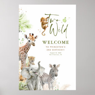Kleine Tiere Safari Jungle Two Wild 2. Geburtstag Poster