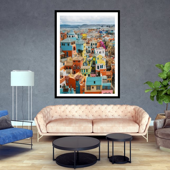 Kleine Touristenstadt viele bunte Häuser glücklich Poster (Von Creator hochgeladen)