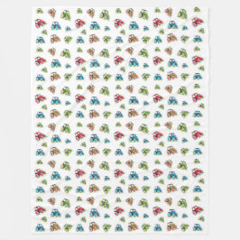 Kleine Traktoren Fleece Blanket, weiß