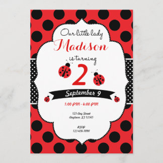 Kleine Tupfen-Einladung Damen-Ladybug Birthday Einladung
