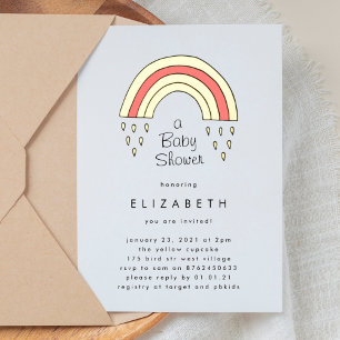 Kleine Über den Regenbogen-Baby-Party Gold geprägt Folieneinladung