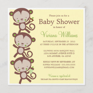 KLEINE ÜBERPRISE MONKEYS  BABY SHOWING INVITATION EINLADUNG