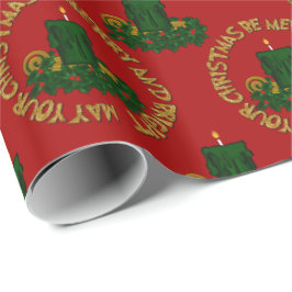 KLEINE UND HELLE, GRÜNE CHRISTMAS KANDLE GIFT WRAP GESCHENKPAPIER