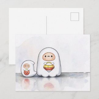 Kleine und kleine Halloween-Geister Postkarte