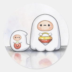 Kleine und kleine Halloween-Geister Runder Aufkleber
