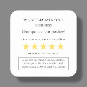 Kleine Unternehmen Vielen Dank Feedback Bestellung Quadratischer Aufkleber