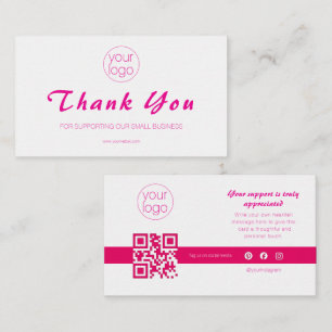 Kleine Unternehmens-Logo Danke QR-Karte Blush Visitenkarte