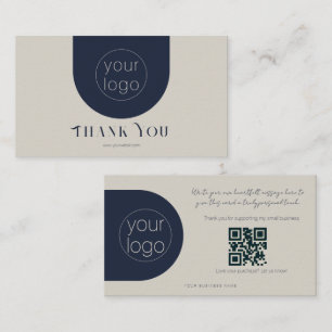 Kleine Unternehmens-Logo-Dankeschön-QR-Karte Navy  Visitenkarte