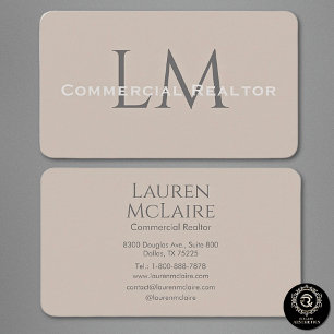 Kleine Unternehmensmonogramm Taupe-Grau Karte