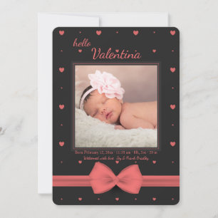 Kleine Valentinstag-Foto-Geburtsanzeige Feiertagskarte