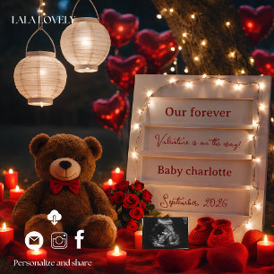 kleine Valentinstag-Schwangerschafts-Ankündigungsk Ankündigung