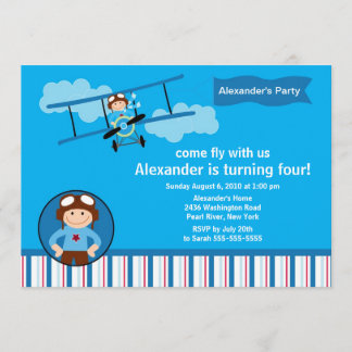 Kleine Versuchsflugzeug-Geburtstags-Party Einladung