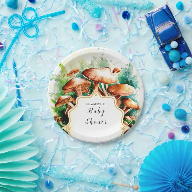 Kleine verzauberte Mushroom-Babydusche Pappteller (Party)