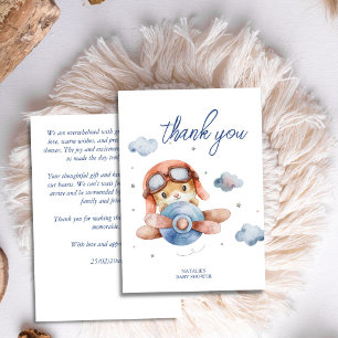 Kleine Vintage Flugzeugdusche Dankeskarte