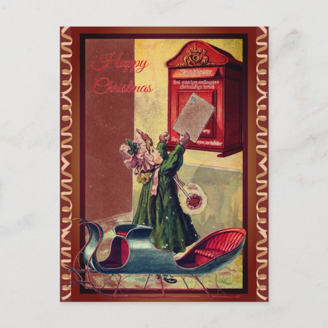 Kleine Vintage Letter-Mailing-Girl Postkarte (Vorderseite)