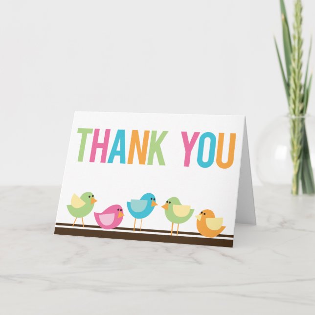 Kleine Vögel danken Ihnen Dankeskarte (Vorderseite)