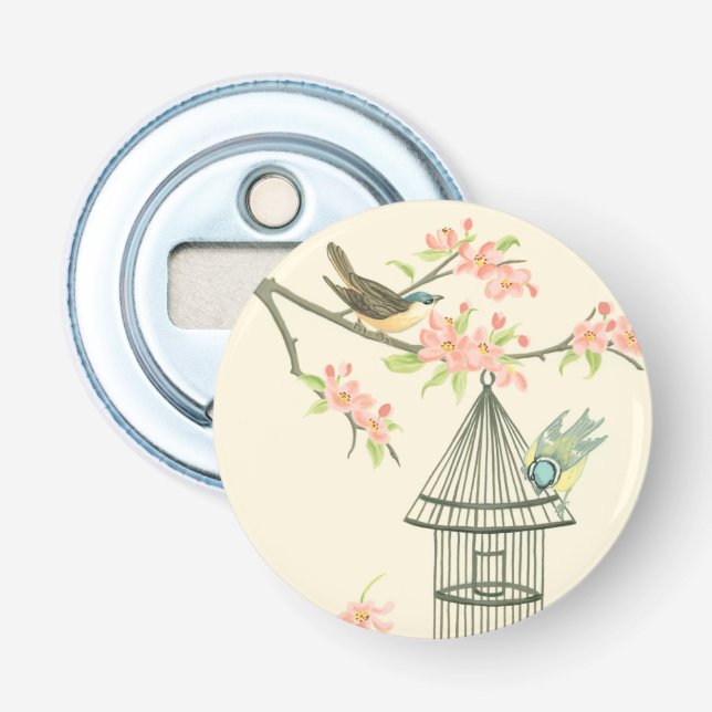 Kleine Vögel, die auf einem Zweig und auf einem Vo Flaschenöffner (Vorderseite)