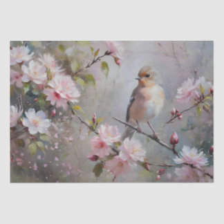 Kleine Vögel mit blühenden Blume Seidenpapier