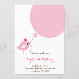 Kleine Vogel-Prinzessin First Birthday Invitation Einladung