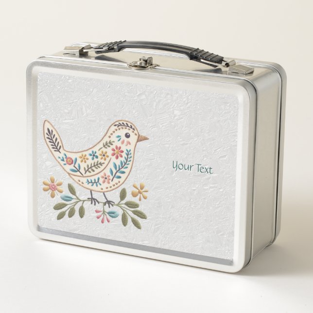 Kleine Vogelfarbenflorale Metal Lunch Box (Vorderseite)