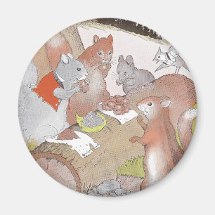 Kleine Waldtiere teilen sich ein Festmahl Magnet