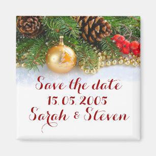 Kleine Weihnachtsbälle Save the Date Magnet