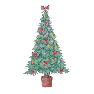 kleine Weihnachtsbäume mit roten Knäueln Krawatte