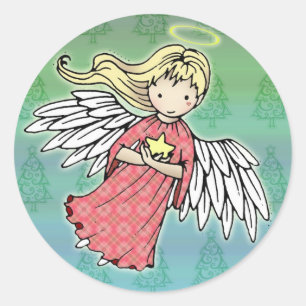 Kleine Weihnachtsengel-Aufkleber Runder Aufkleber